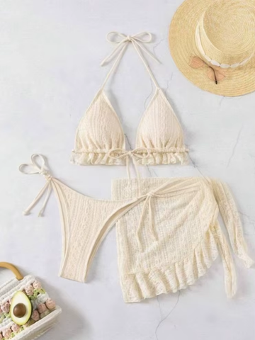 Seksi İpli Yular 3 Parça Bikini